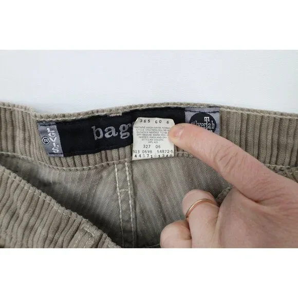 Vtg 90s Levis SilverTab Mens 32x30 Distressed Baggy Wide Leg Corduroy Pants USA